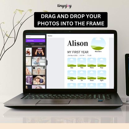 Baby First Year Photo Frame – Editable in Canva Digital Download