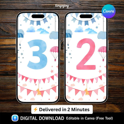 Gender Reveal Video – Editable Canva Digital Announcement