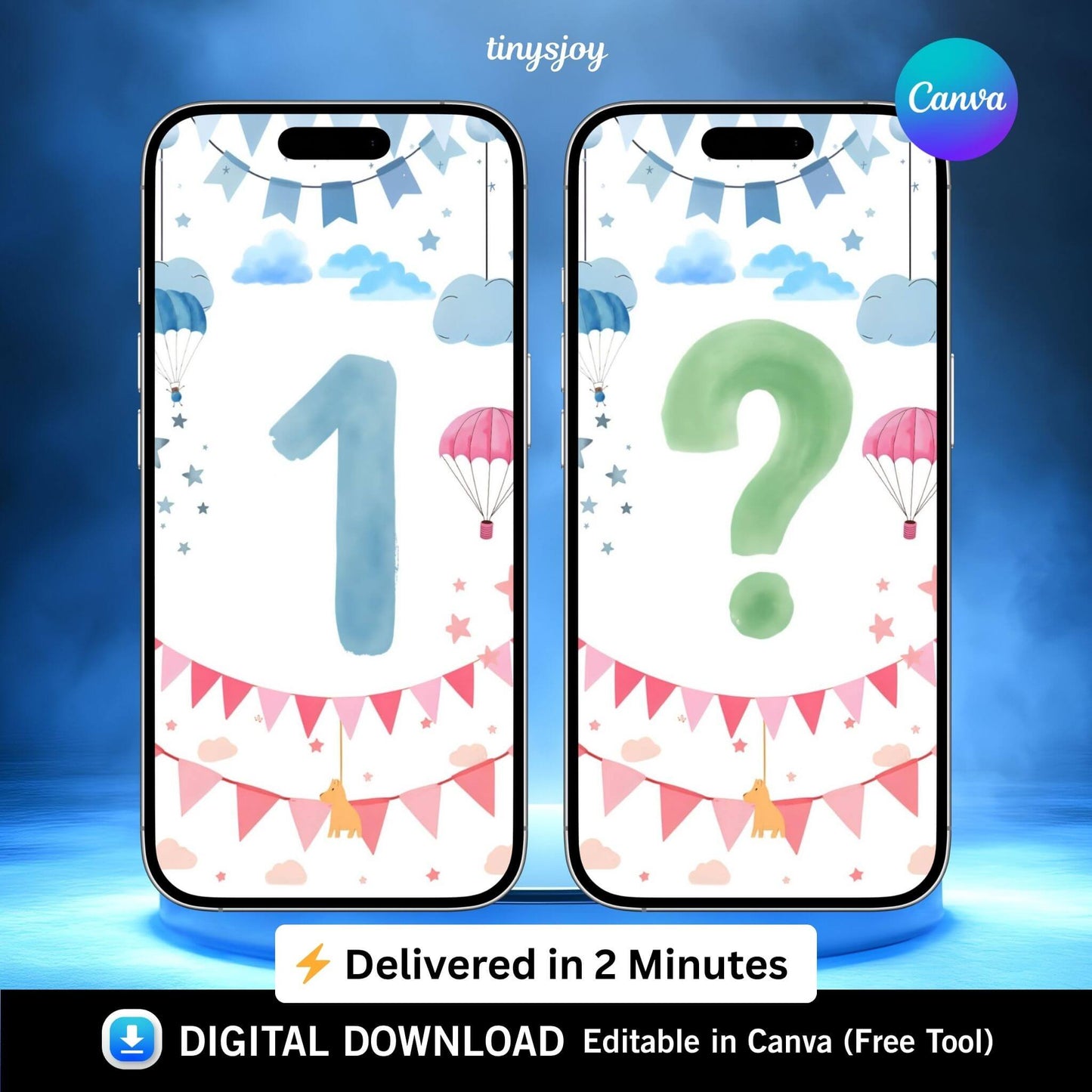 Gender Reveal Video – Editable Canva Digital Announcement