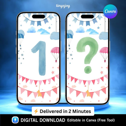 Gender Reveal Video – Editable Canva Digital Announcement