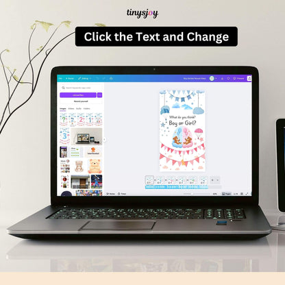 Gender Reveal Video – Editable Canva Digital Announcement