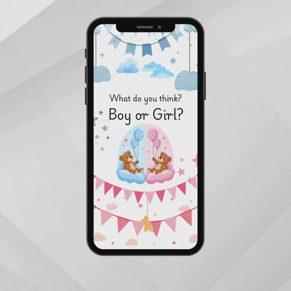 Gender Reveal Video – Editable Canva Digital Announcement